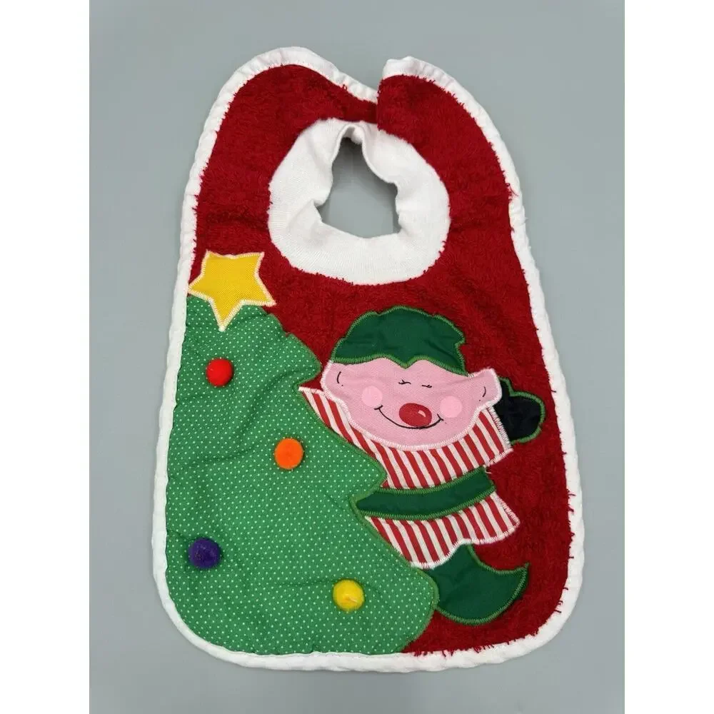 Vintage Pullover‎ Christmas CLOTH BIBS Mullin Square Kids Baby Bibs Set Of 2